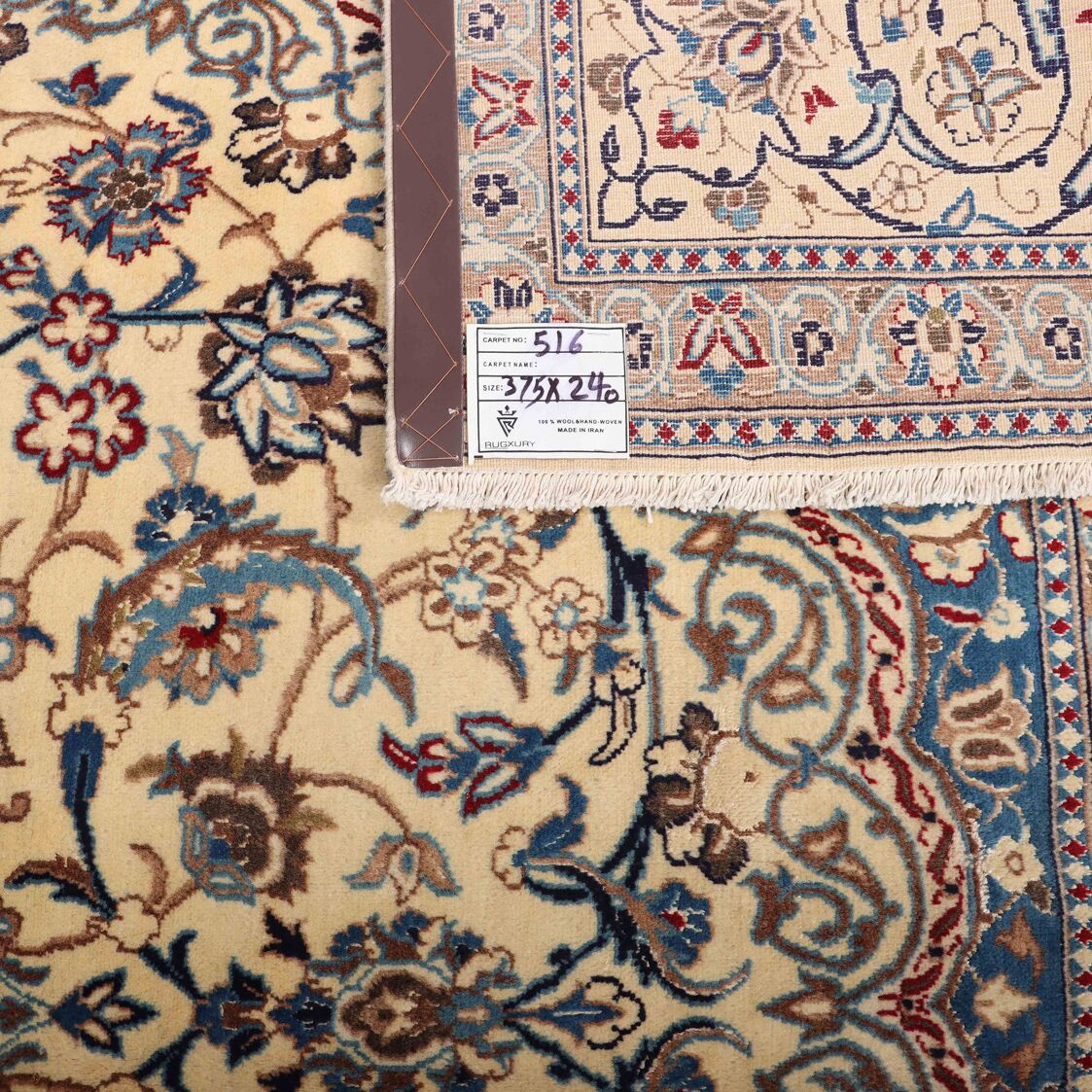 Discounted 3.7x2.4M Silkinlaid Rug Nain (6La) - Image 7