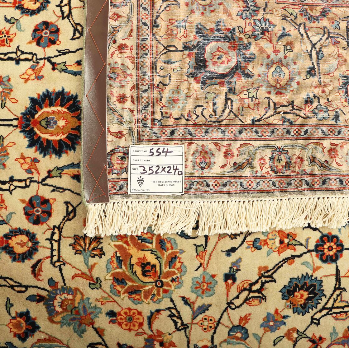 Masterpiece Signed Pistachio Tone Persian Kashan Rug - Image 8