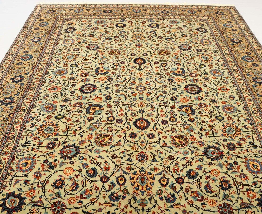 Masterpiece Signed Pistachio Tone Kashan Rug - Image 4