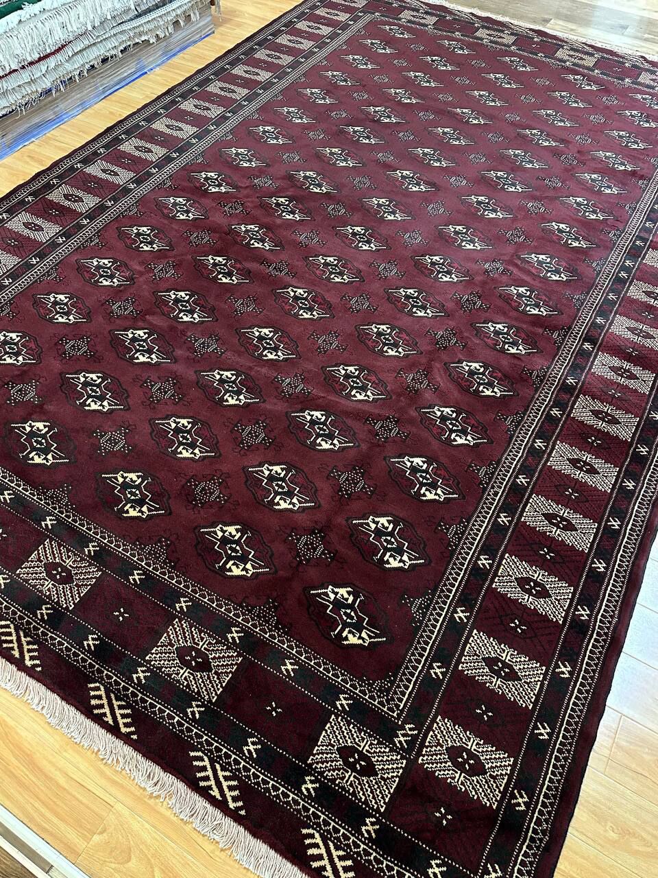 3.8x2.5M Chocolate Tone Turkoman Bokhara Rug - Image 6