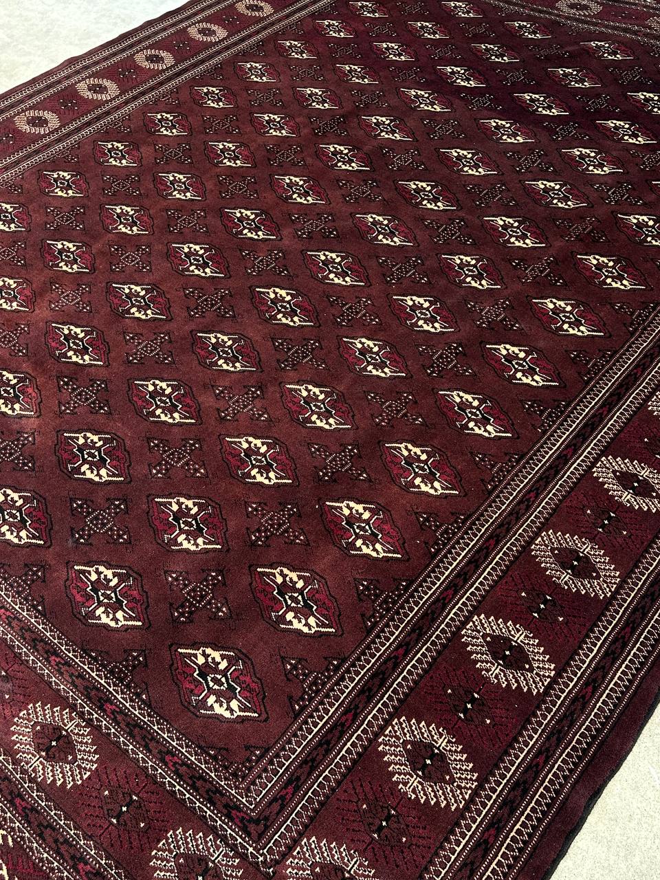 3.8x3M Chocolate Tone Turkoman Bokhara Rug - Image 6