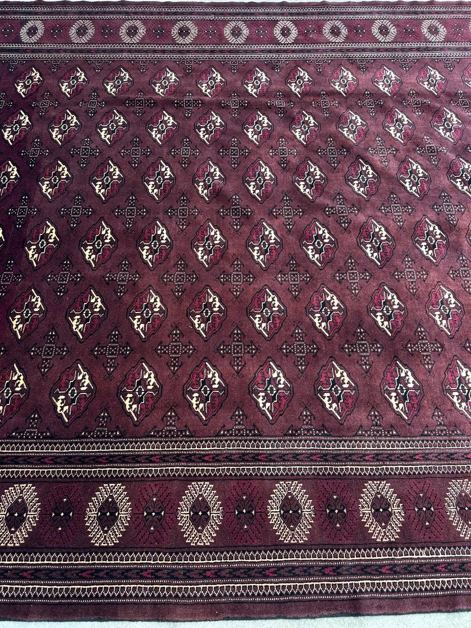 3.8x3M Chocolate Tone Turkoman Bokhara Rug - Image 8