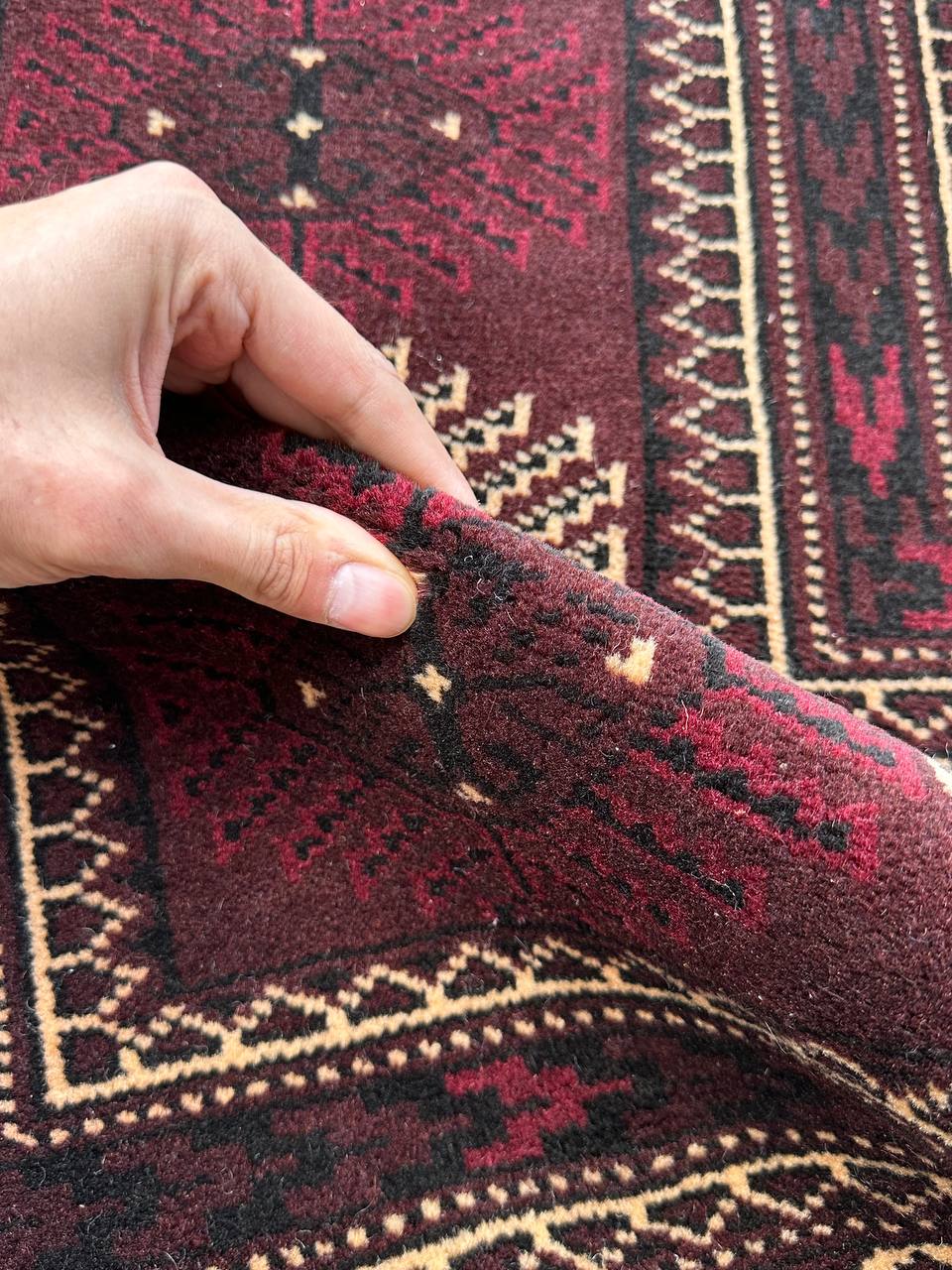 3.8x3M Chocolate Tone Turkoman Bokhara Rug - Image 4