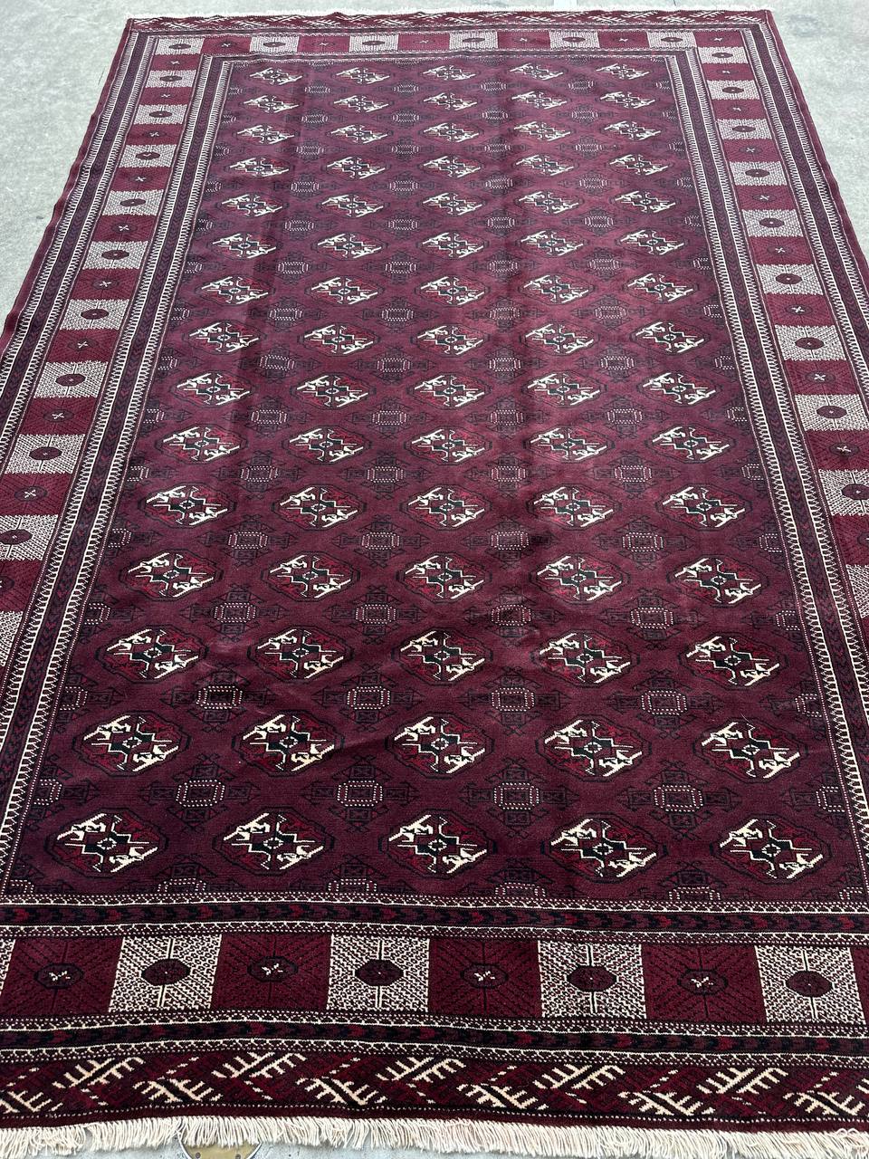 3.8x2.5M Chocolate Tone Turkoman Bokhara Rug