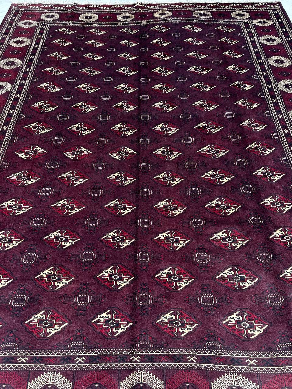 3.8x3M Chocolate Tone Turkoman Bokhara Rug