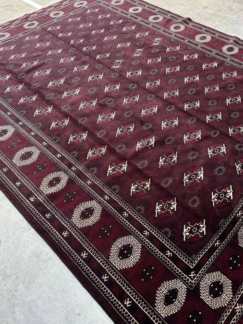 3.8x3M Chocolate Tone Turkoman Bokhara Rug - Image 4