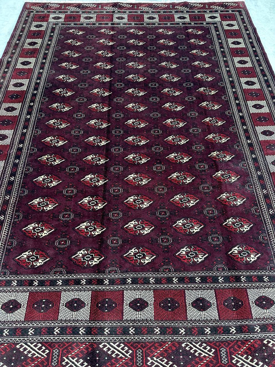 3.4x2.5M Chocolate Tone Turkoman Bokhara Rug - Image 10