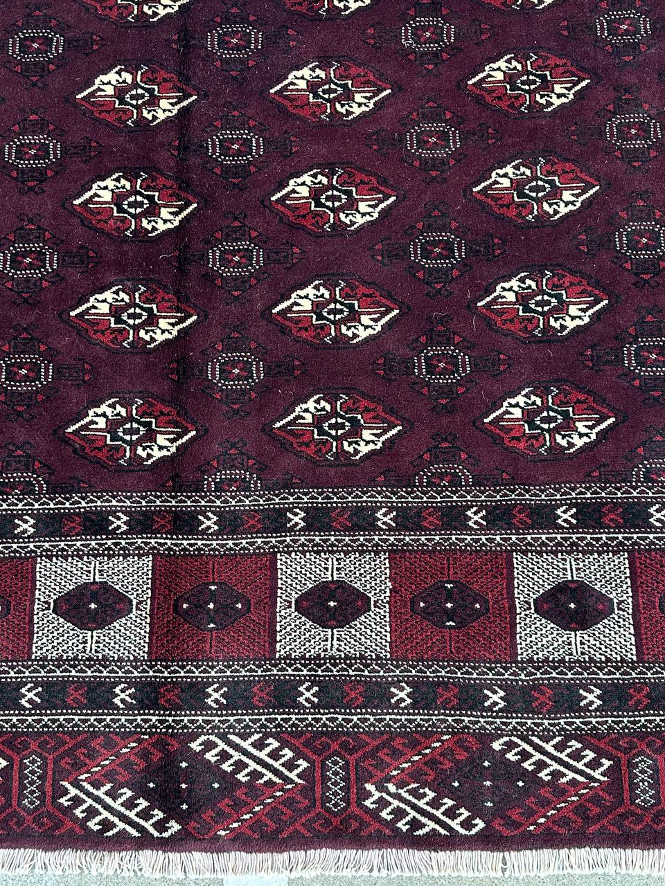 3.4x2.5M Chocolate Tone Turkoman Bokhara Rug - Image 8