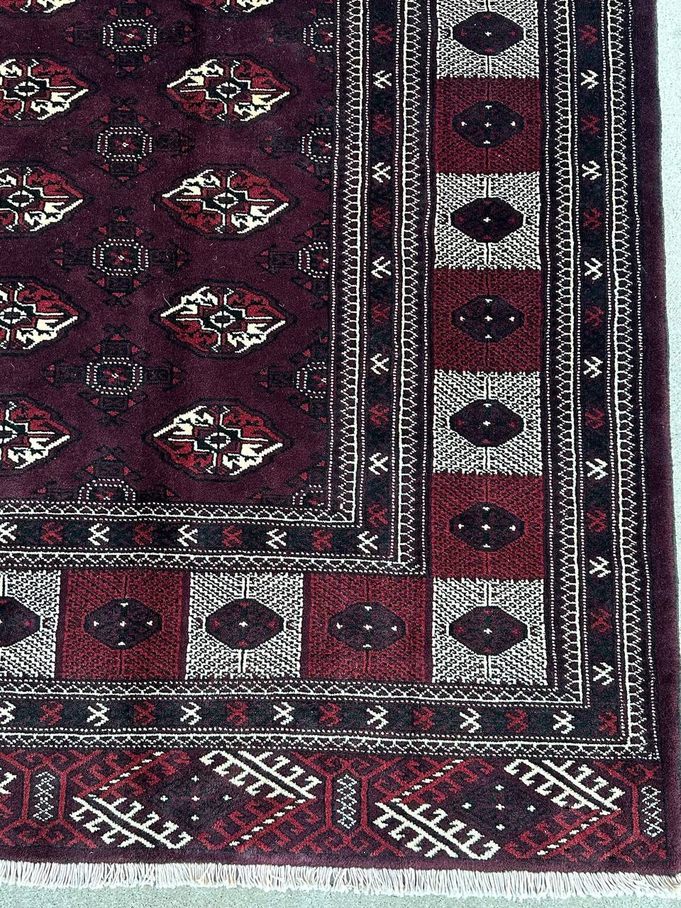 3.4x2.5M Chocolate Tone Turkoman Bokhara Rug - Image 9