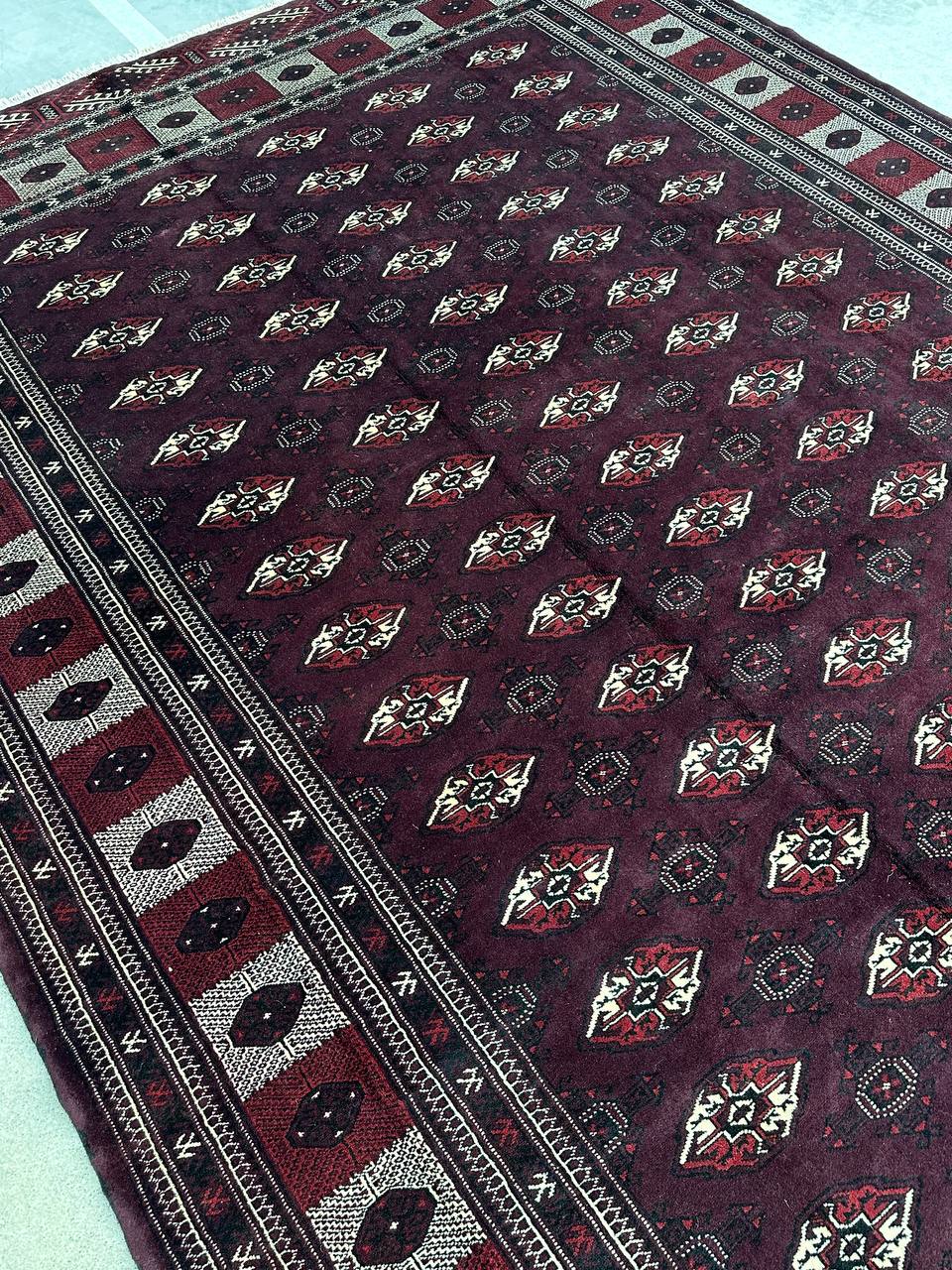 3.4x2.5M Chocolate Tone Turkoman Bokhara Rug - Image 6