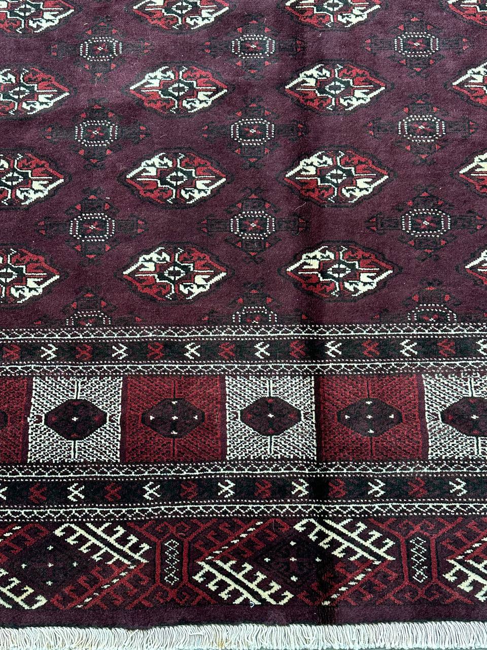3.4x2.5M Chocolate Tone Turkoman Bokhara Rug - Image 5