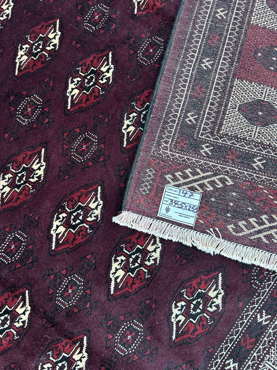 3.4x2.5M Chocolate Tone Turkoman Bokhara Rug - Image 15