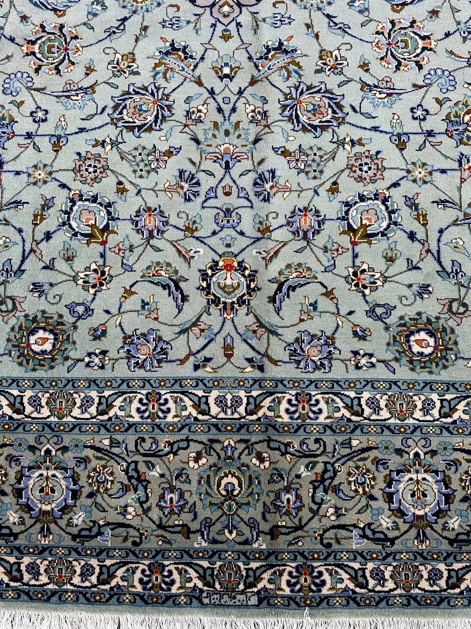 4x3M Signed Pistachio Tone Persian Kashan Rug - Image 8
