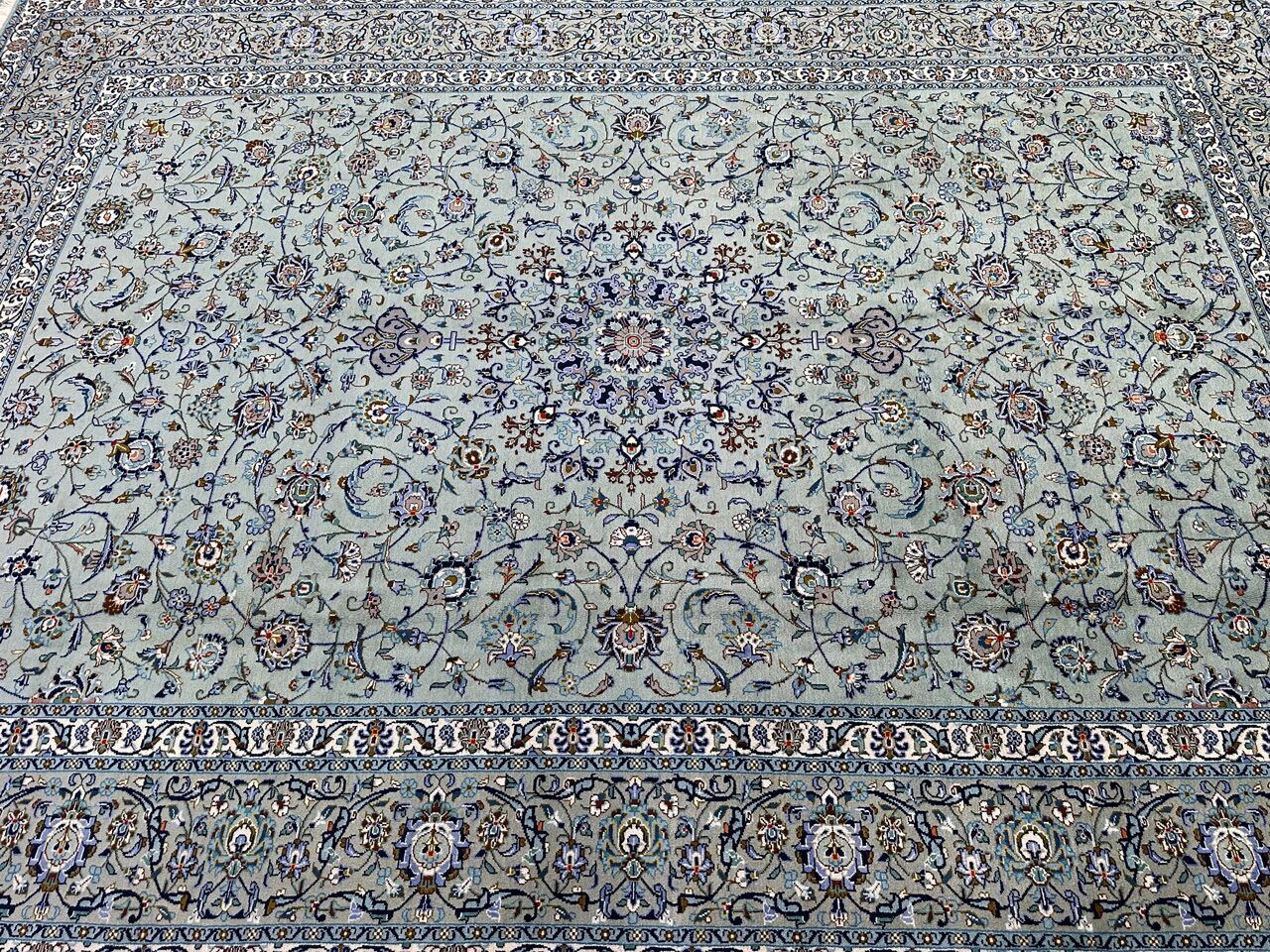4x3M Signed Pistachio Tone Persian Kashan Rug - Image 7