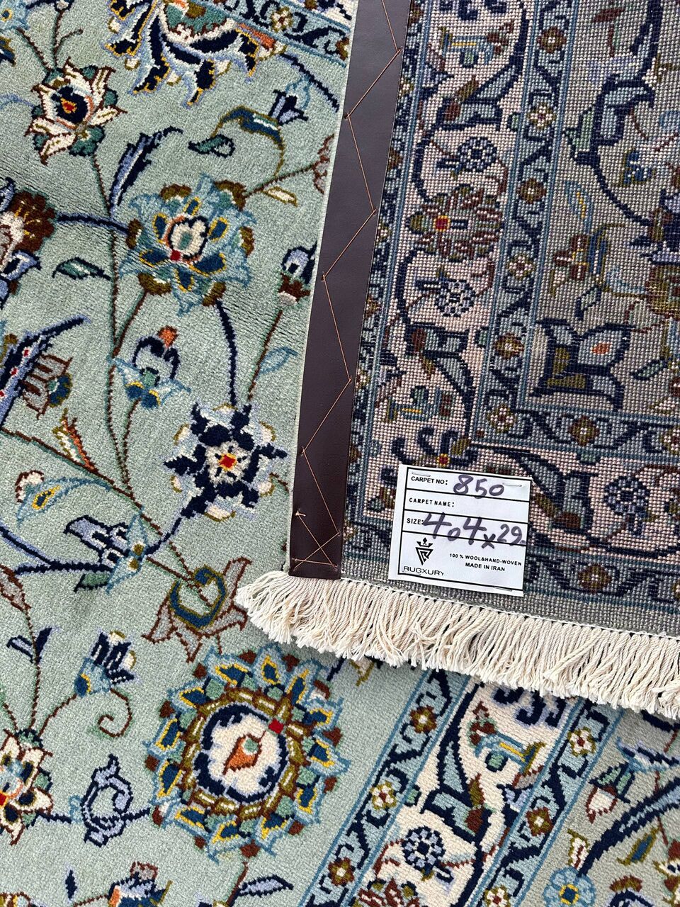 4x3M Signed Pistachio Tone Persian Kashan Rug - Image 11