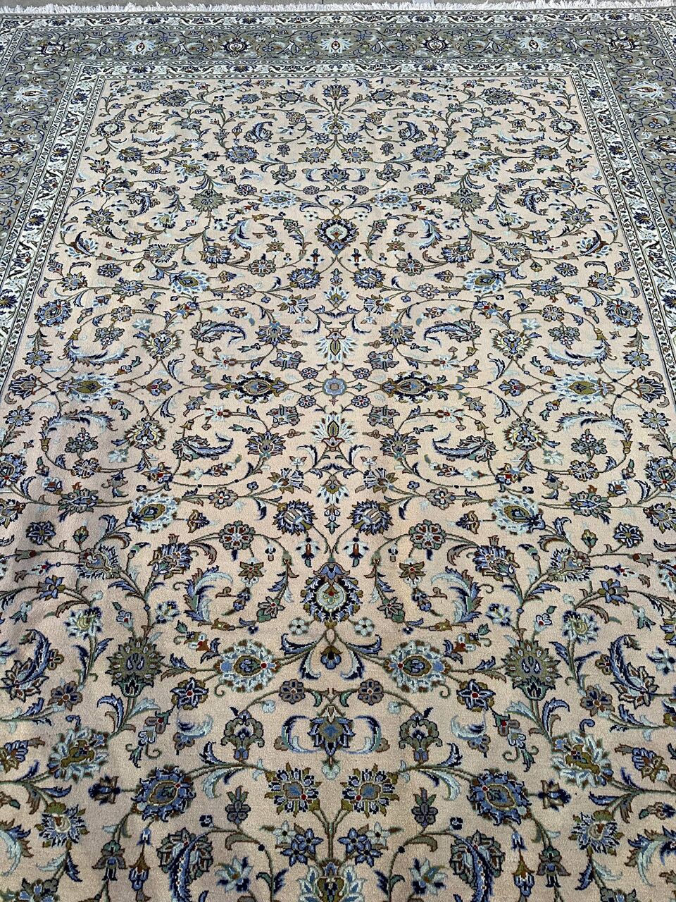 4x3M Signed Beige Kashan Rug - Image 14