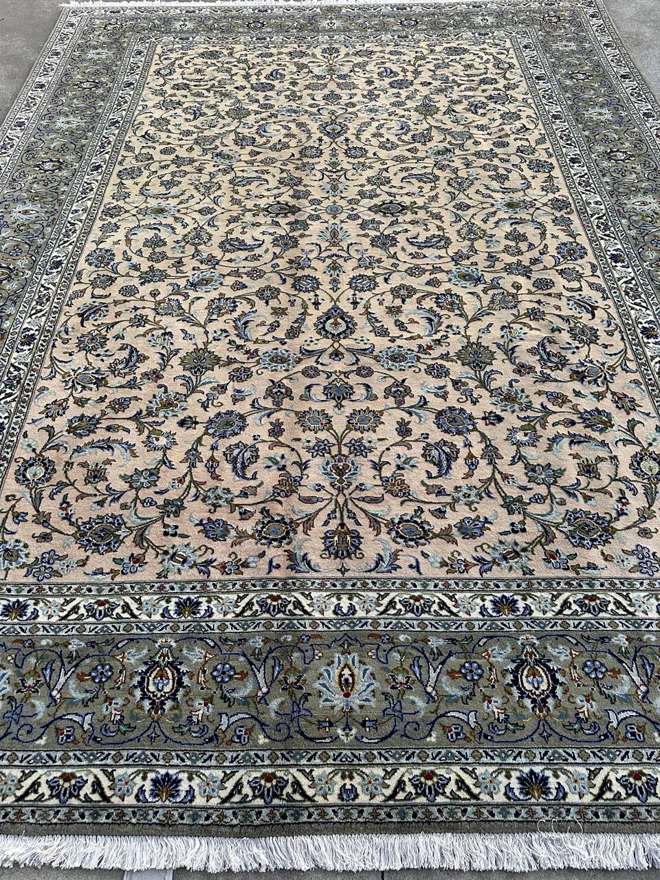 4x3M Signed Beige Kashan Rug - Image 18