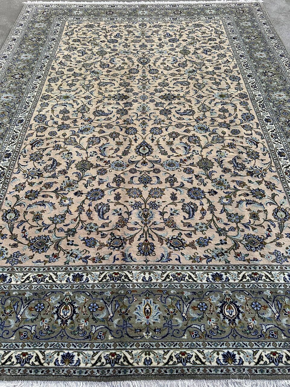 4x3M Signed Beige Kashan Rug - Image 6
