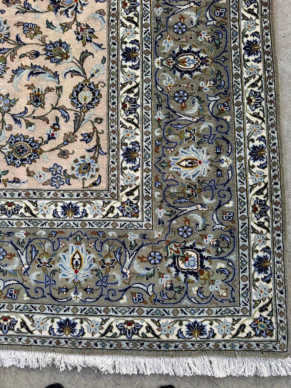 4x3M Signed Beige Kashan Rug - Image 3