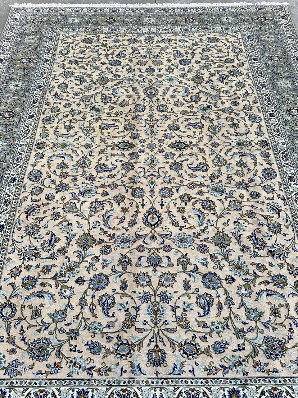 4x3M Signed Beige Kashan Rug - Image 8