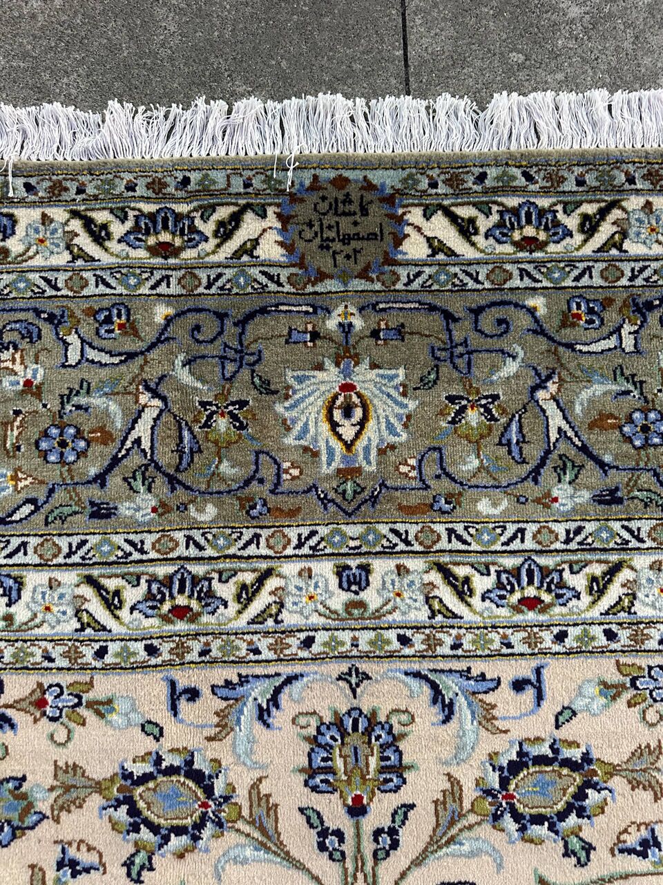 4x3M Signed Beige Kashan Rug - Image 11