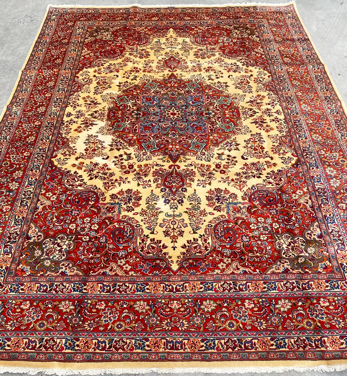 3.4x2.5M Sigend Persian Sabzevar Rug (Repaired) - Image 2