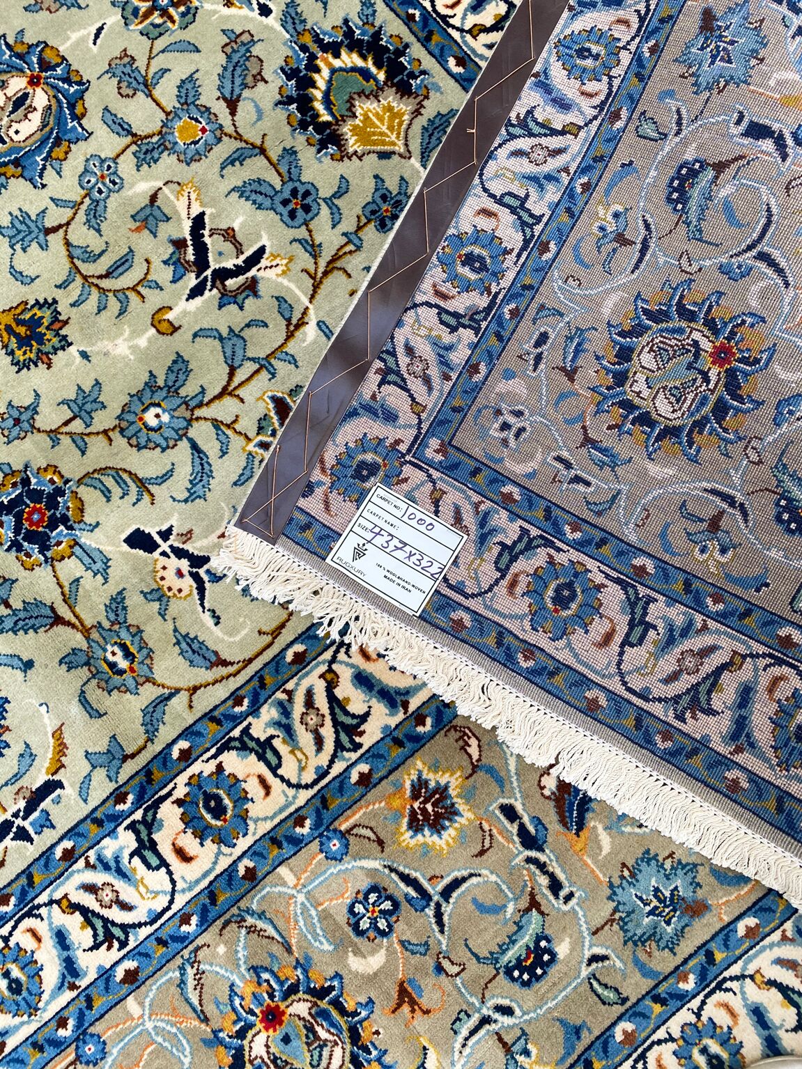 4.4x3.2M Pistachio Tone Persian Kashan Rug - Image 8
