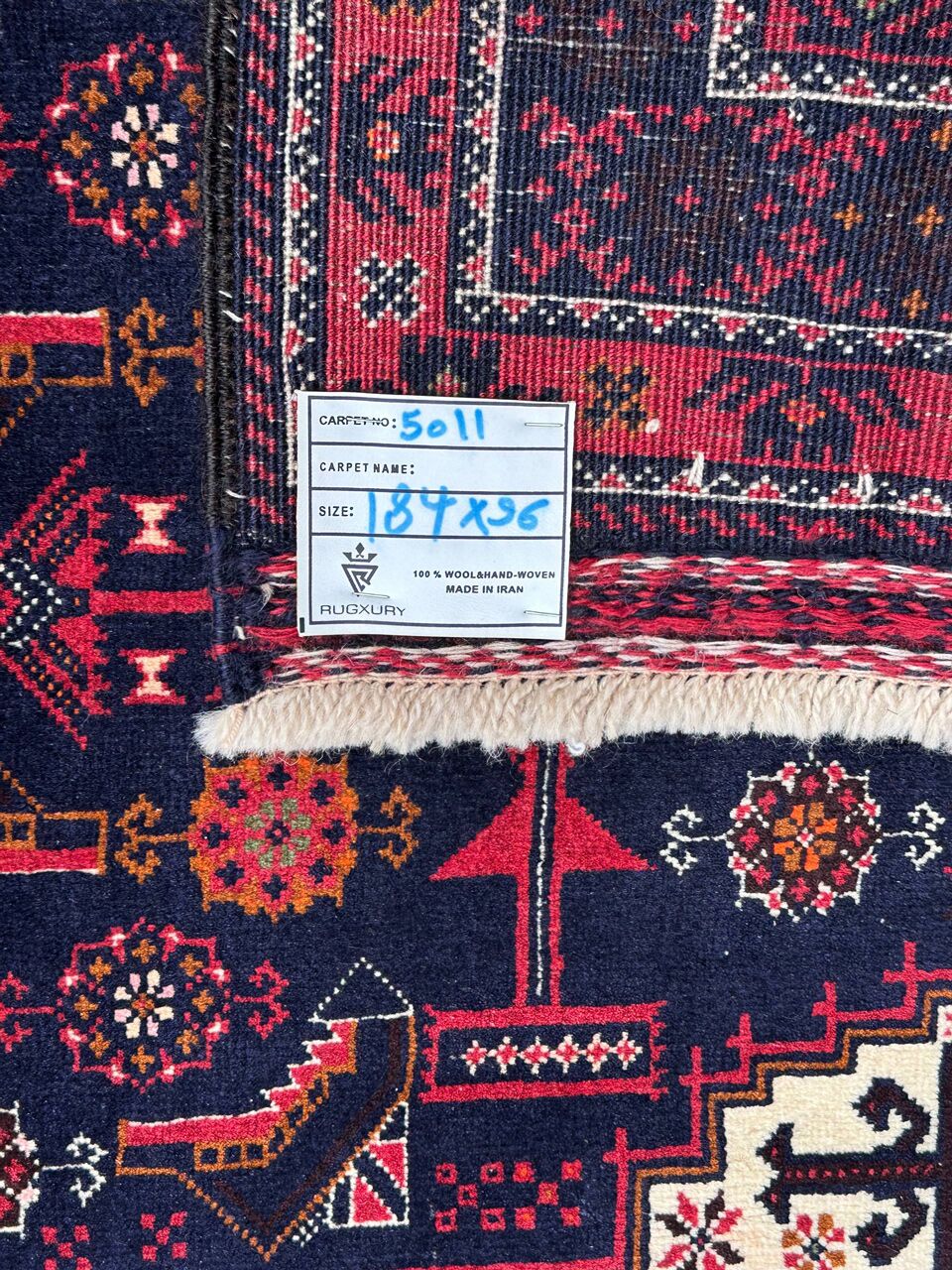 1.8x1M Persian Balouchi Nomadic Rug - Image 3