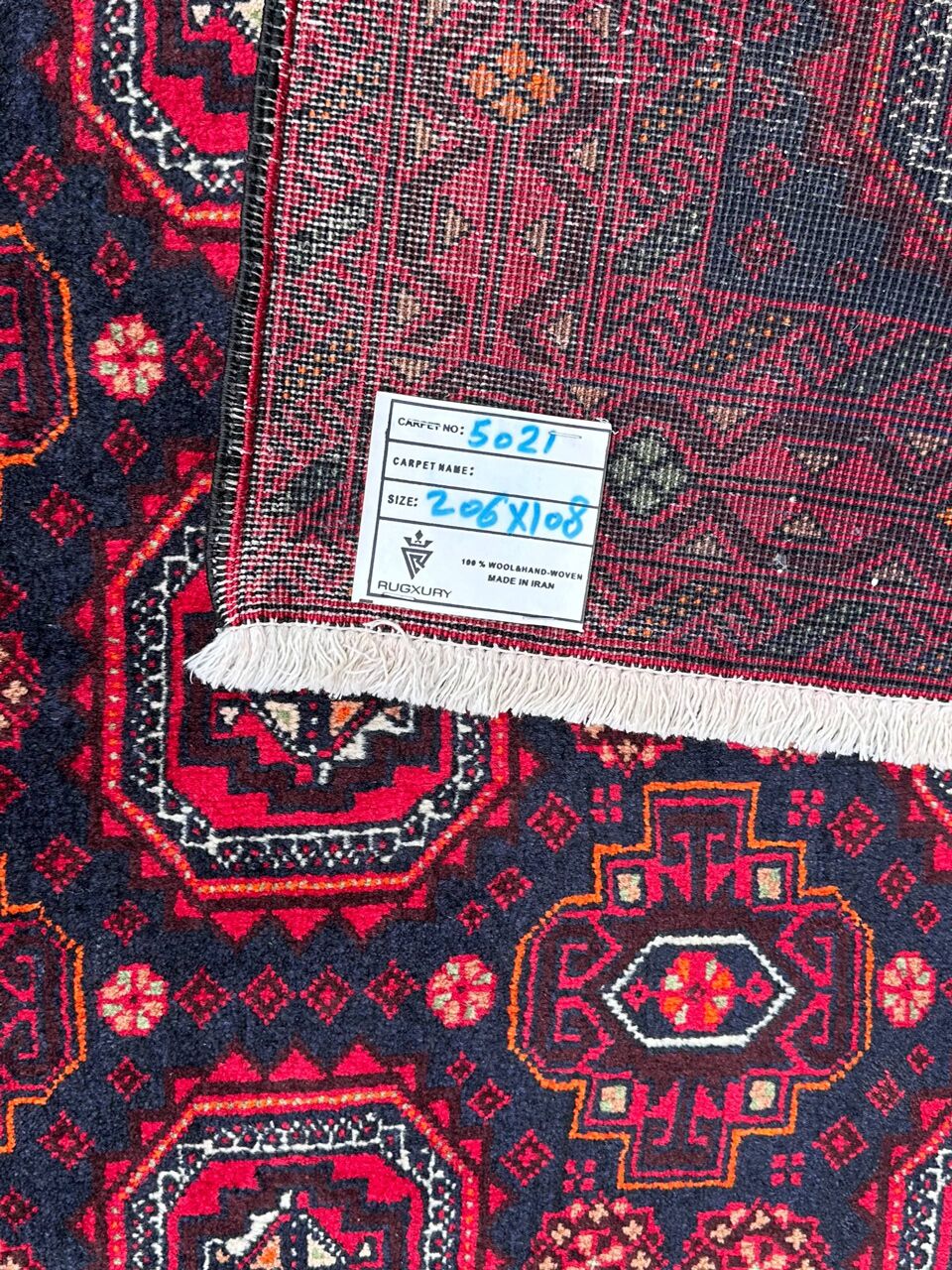 2x1M Persian Balouchi Nomadic Rug - Image 8