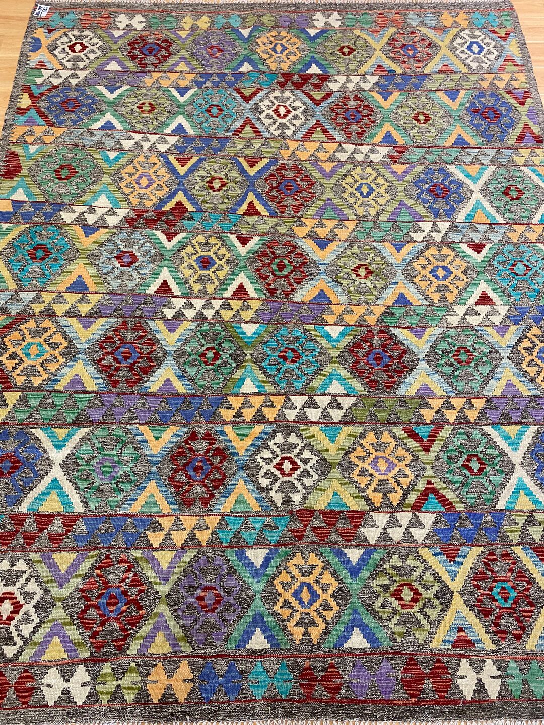 2.4x1.9 M Boho Maymana Afghan Kilim - Image 2