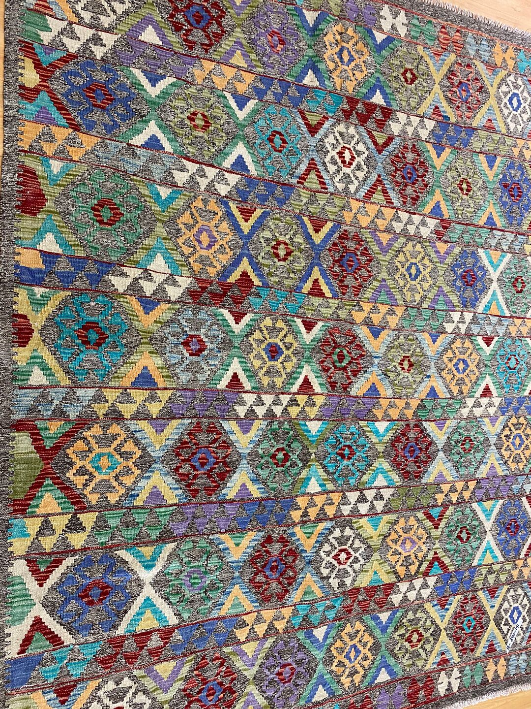2.4x1.9 M Boho Maymana Afghan Kilim - Image 3