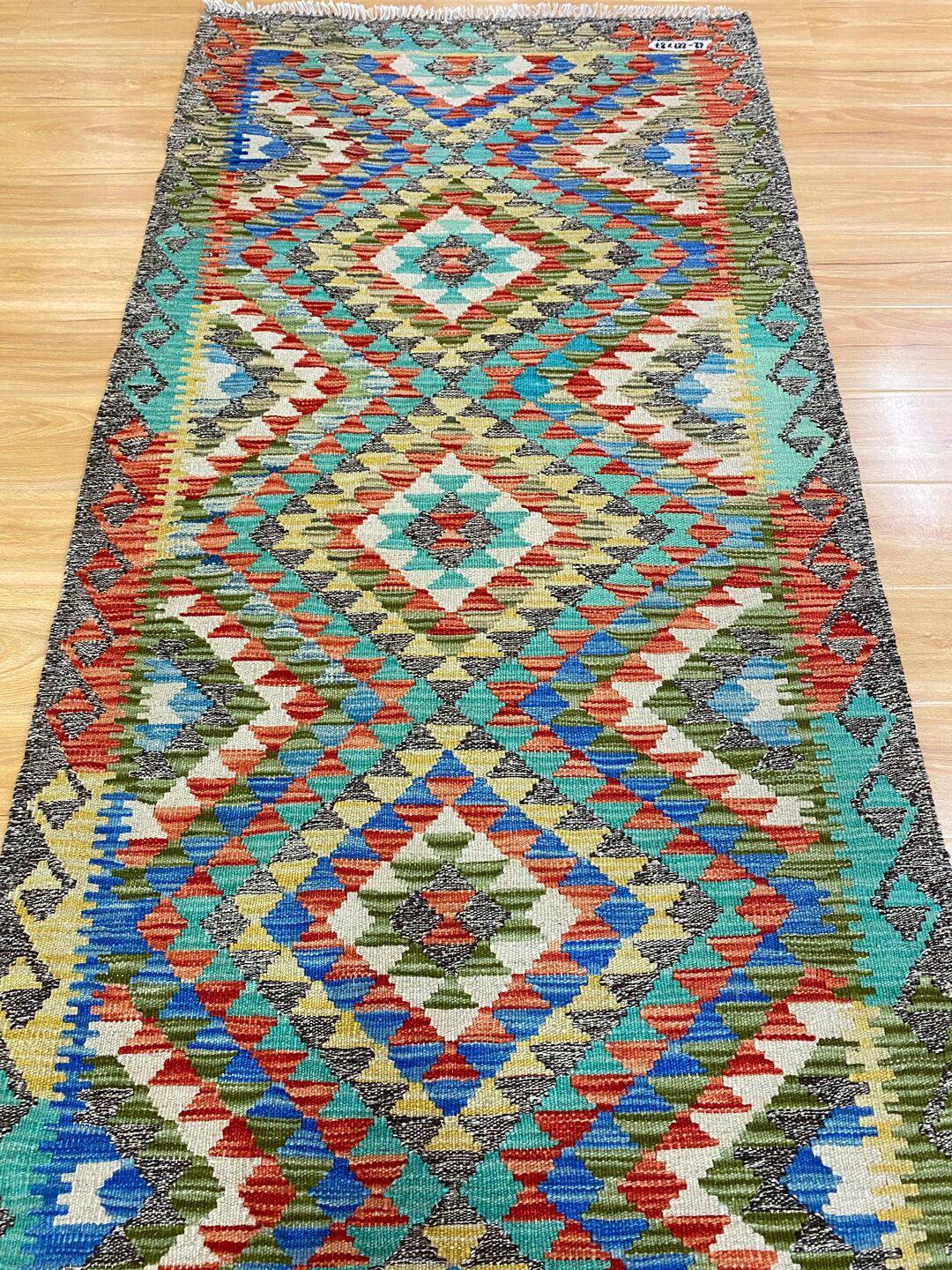 2.9 x 0.9 M Boho Maymana Afghan Kilim Runner - Image 4
