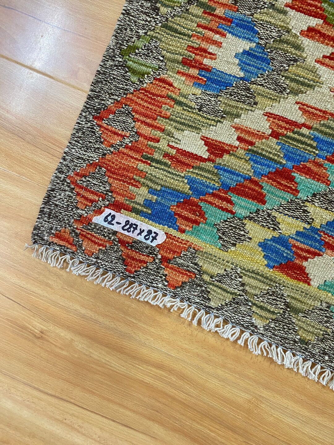 2.9 x 0.9 M Boho Maymana Afghan Kilim Runner - Image 7