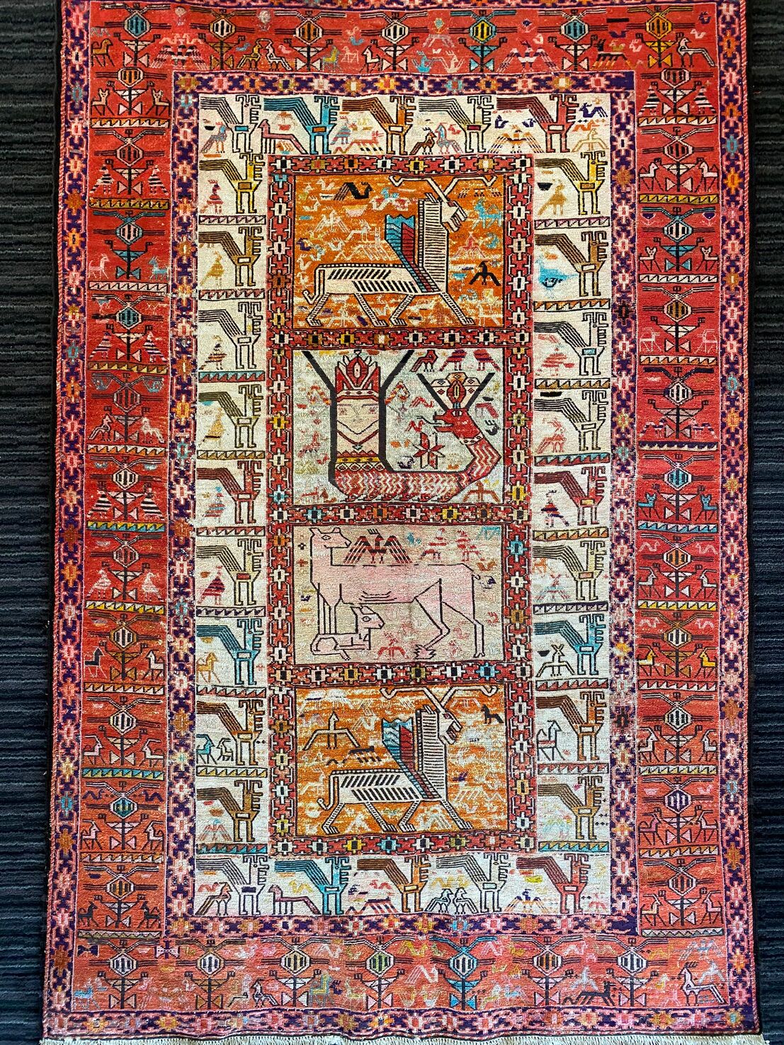 Antique Persian Sumak Kilim Rug (95 Yeras Old) - Image 6