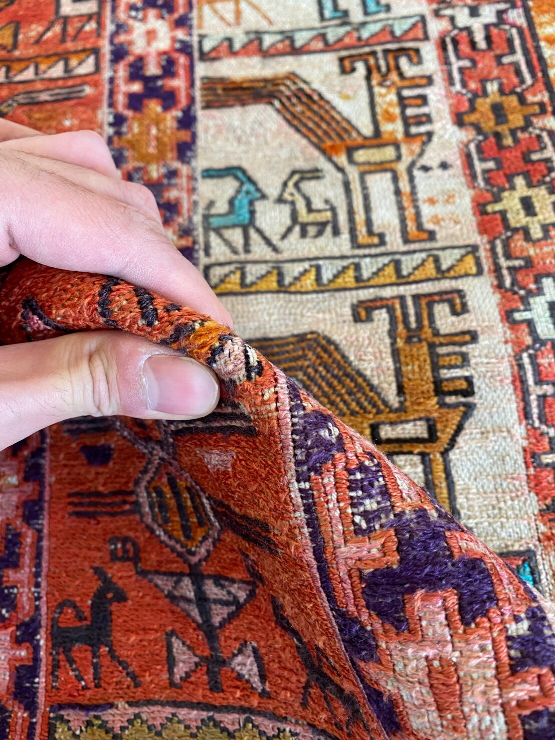 Antique Persian Sumak Kilim Rug (95 Yeras Old) - Image 8