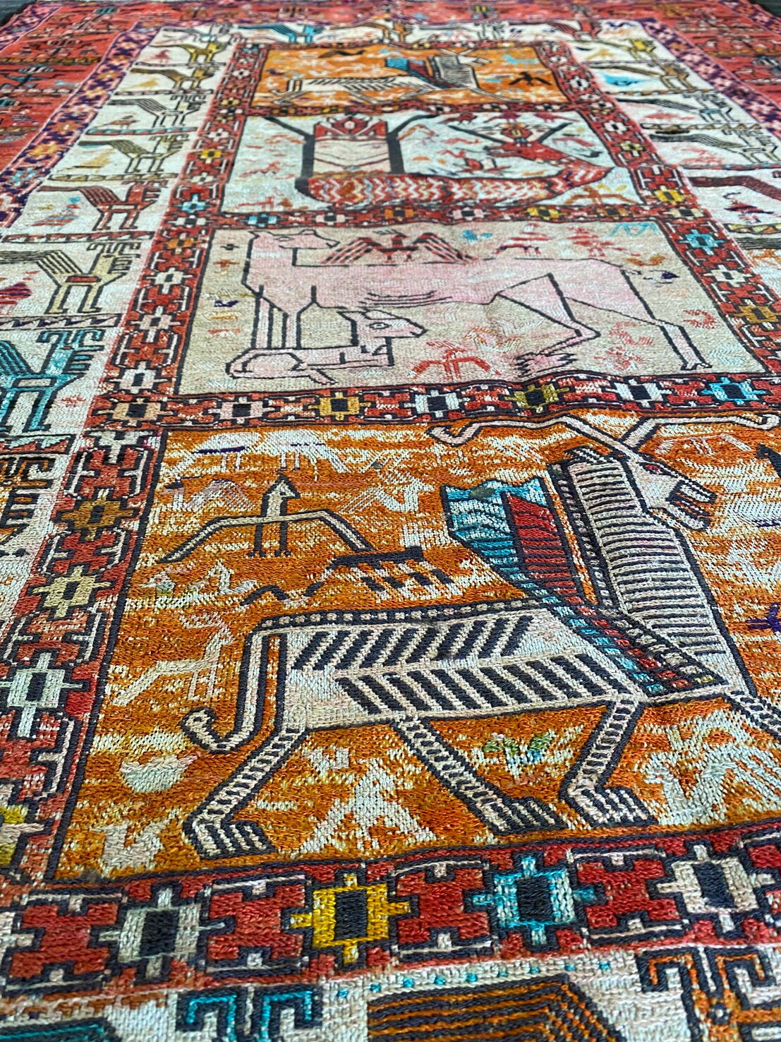 Antique Persian Sumak Kilim Rug (95 Yeras Old) - Image 9