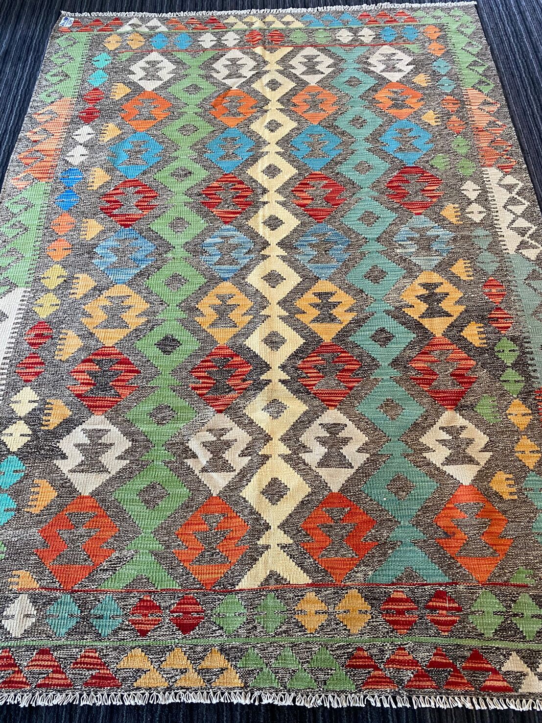 2.4x1.8 M Boho Maymana Afghan Kilim - Image 2