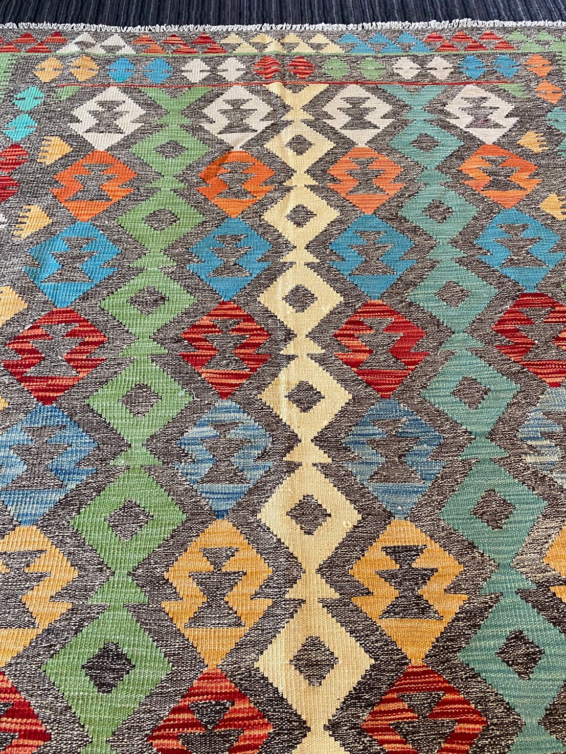 2.4x1.8 M Boho Maymana Afghan Kilim - Image 5