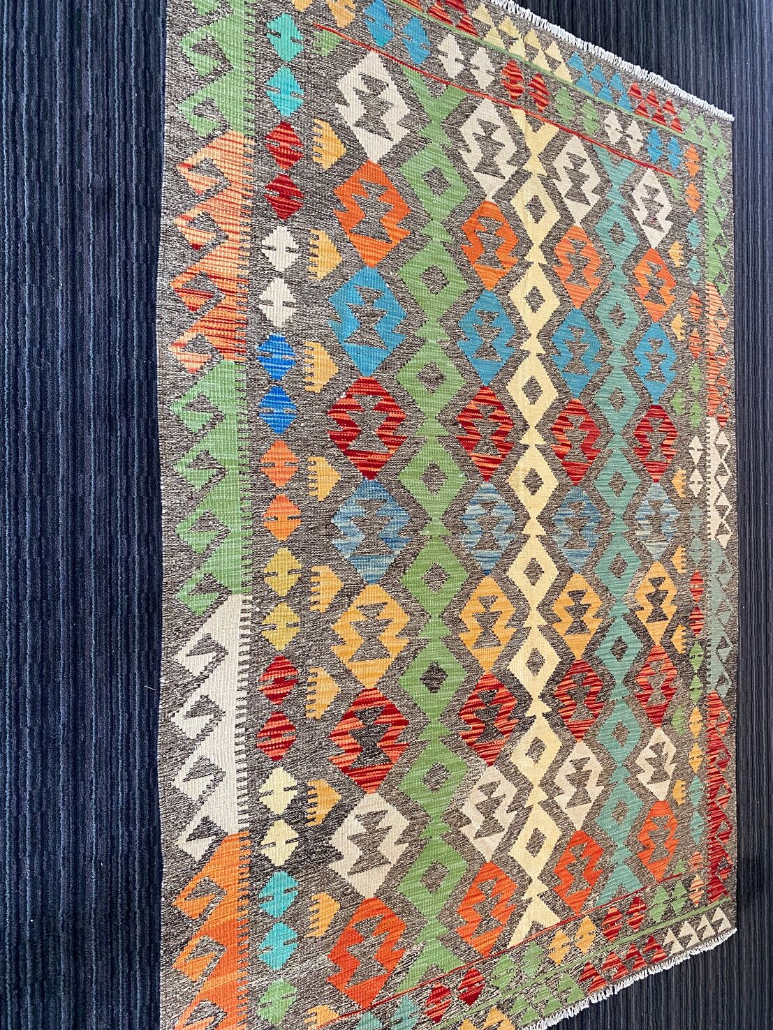 2.4x1.8 M Boho Maymana Afghan Kilim - Image 6