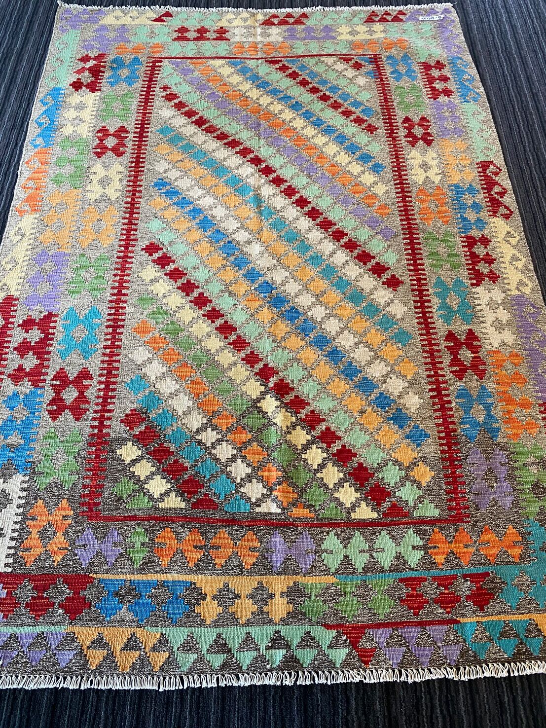 2.4x1.6 M Boho Maymana Afghan Kilim - Image 7