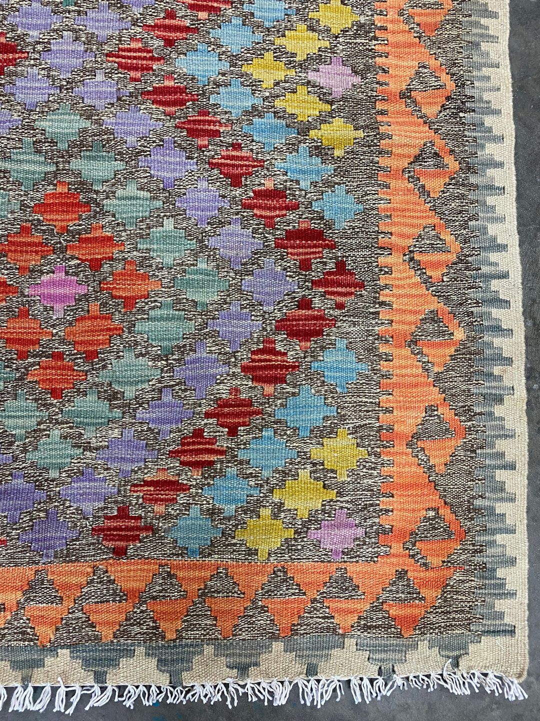 1.2x0.9 M Boho Maymana Afghan Kilim - Image 2