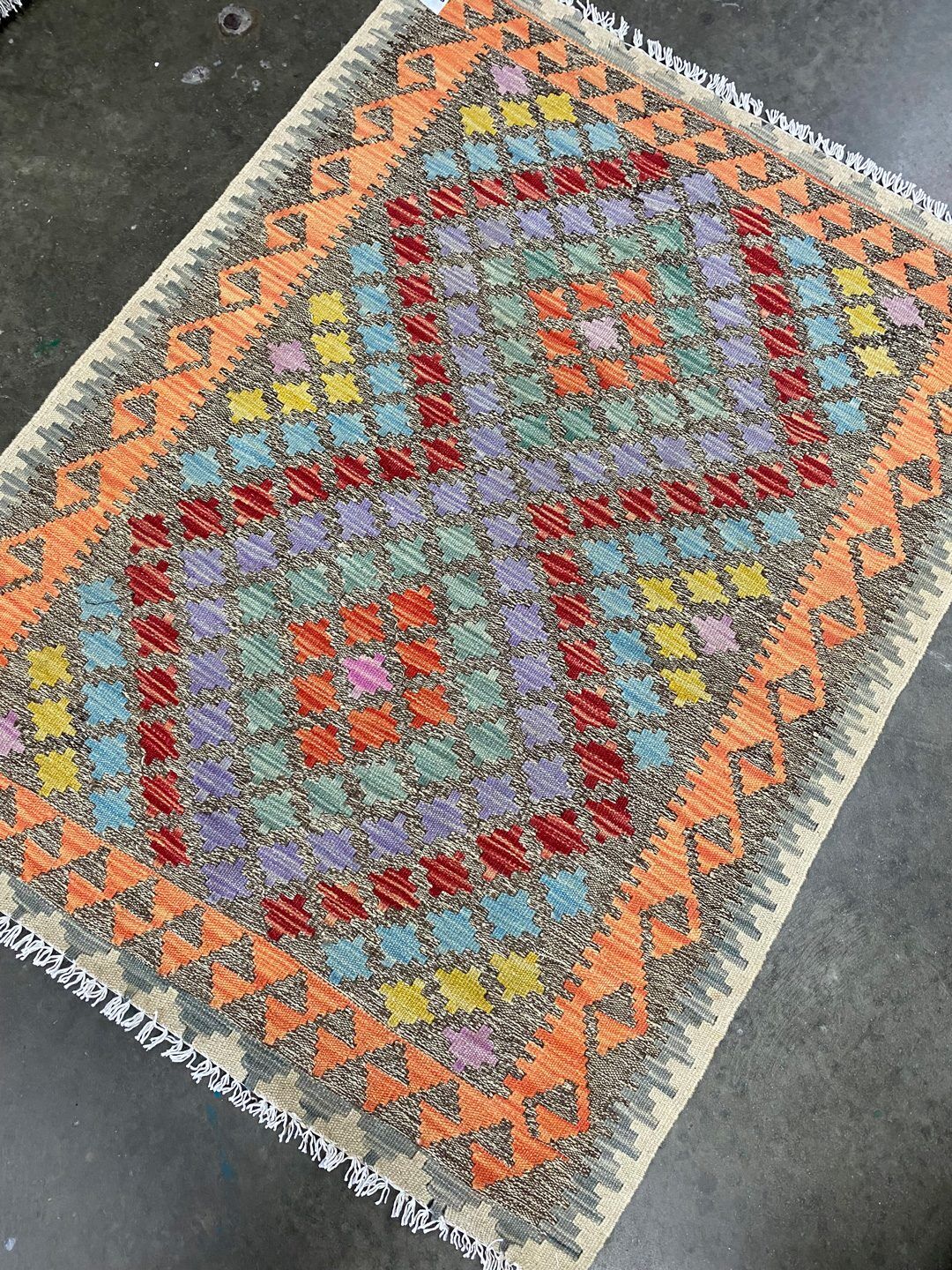 1.2x0.9 M Boho Maymana Afghan Kilim - Image 5