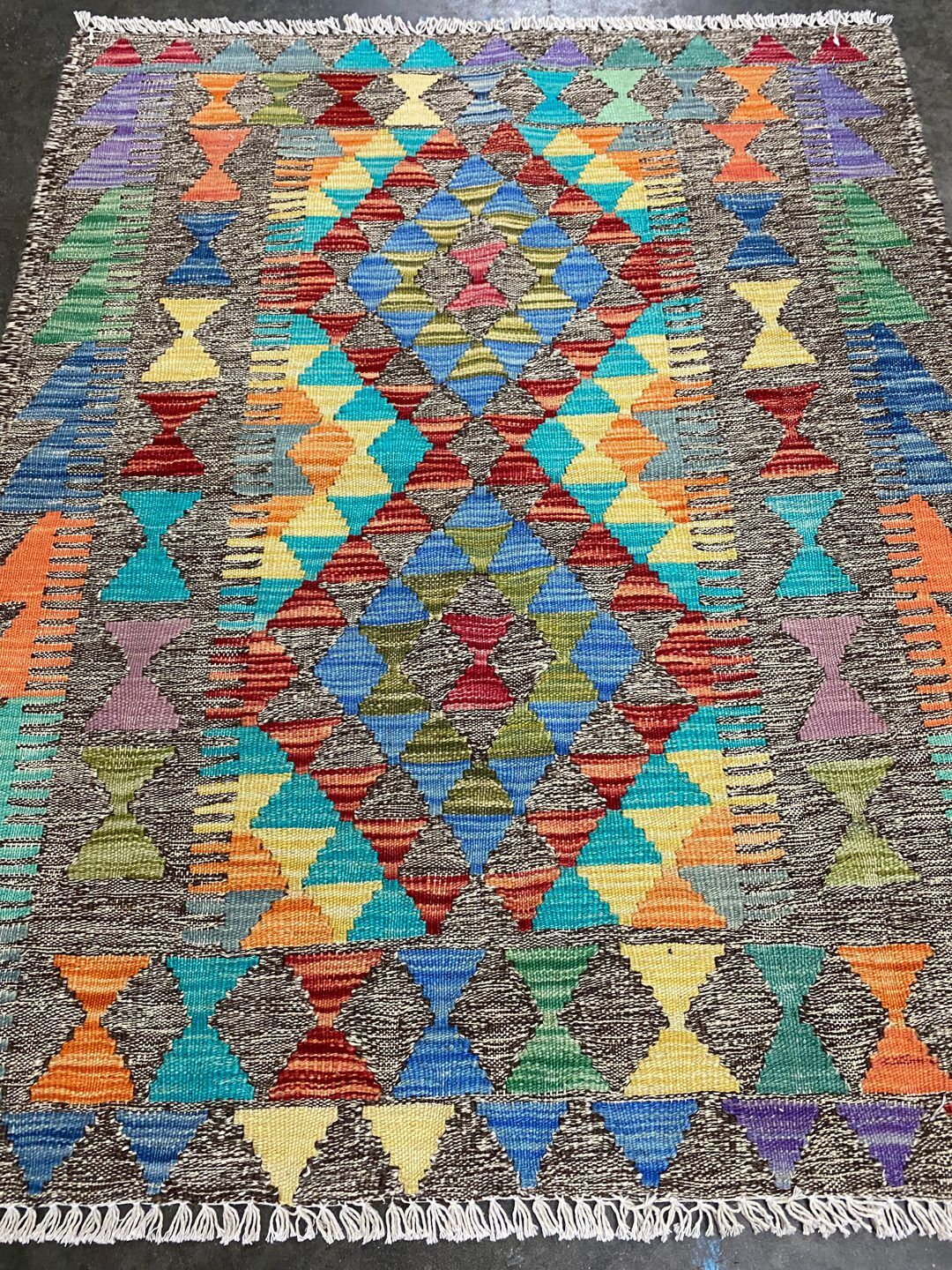 1.1x0.9 M Boho Maymana Afghan Kilim - Image 4