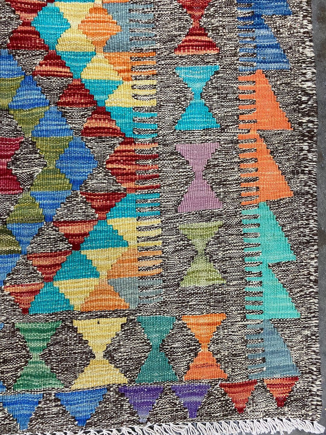 1.1x0.9 M Boho Maymana Afghan Kilim - Image 5