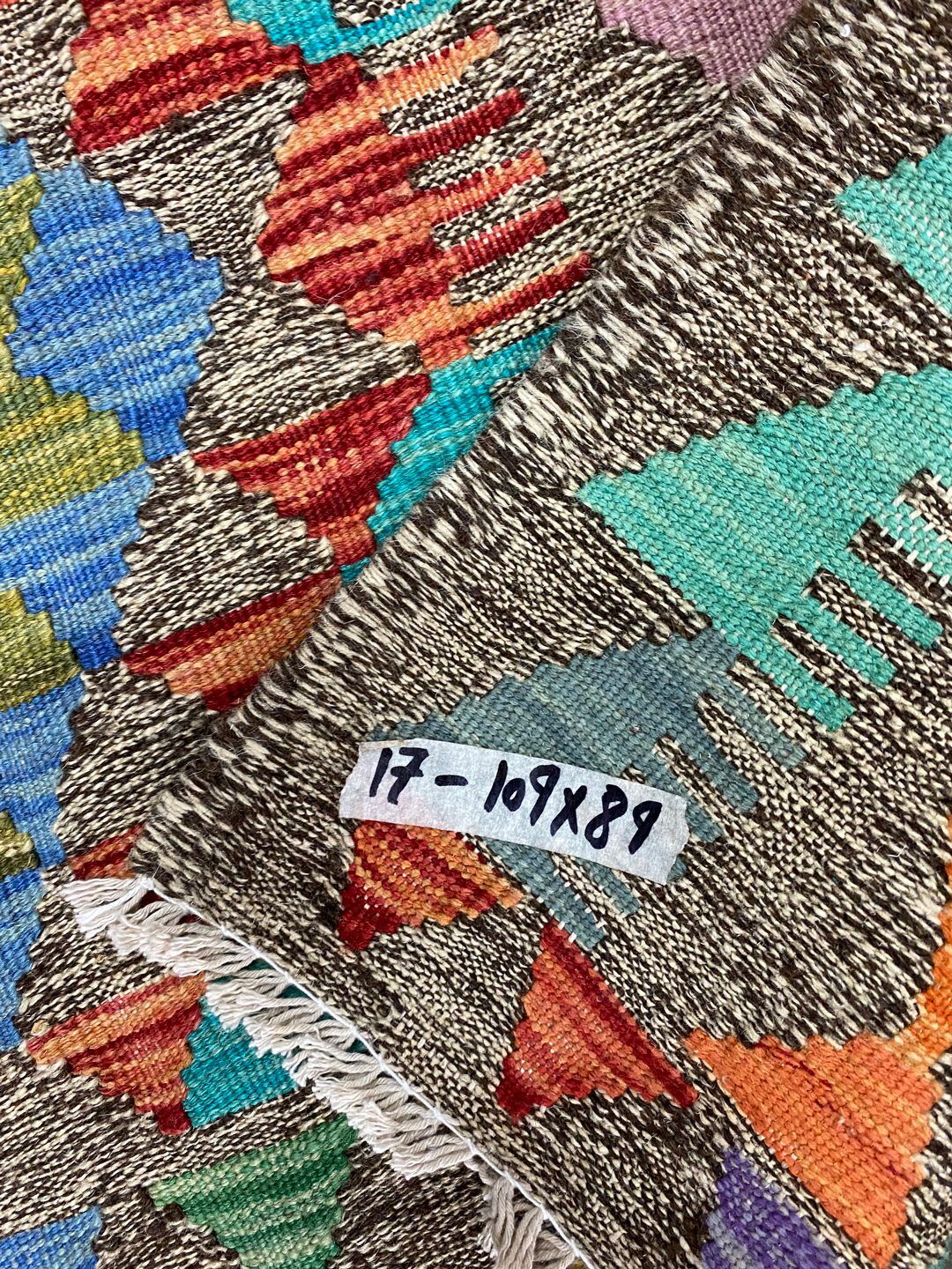 1.1x0.9 M Boho Maymana Afghan Kilim - Image 3