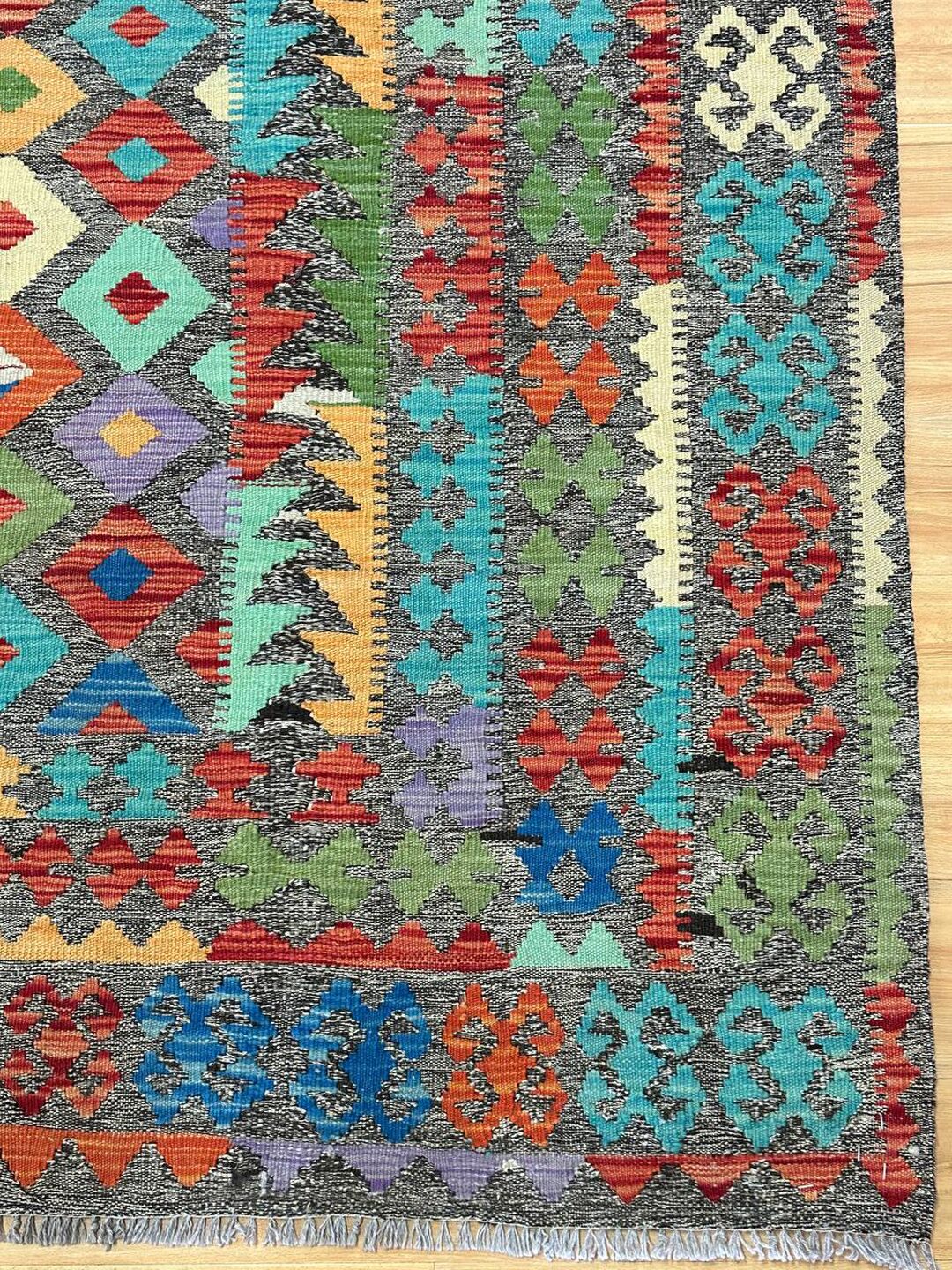 3.12 x 2.07 M Boho Maymana Afghan Kilim Rug - Image 9
