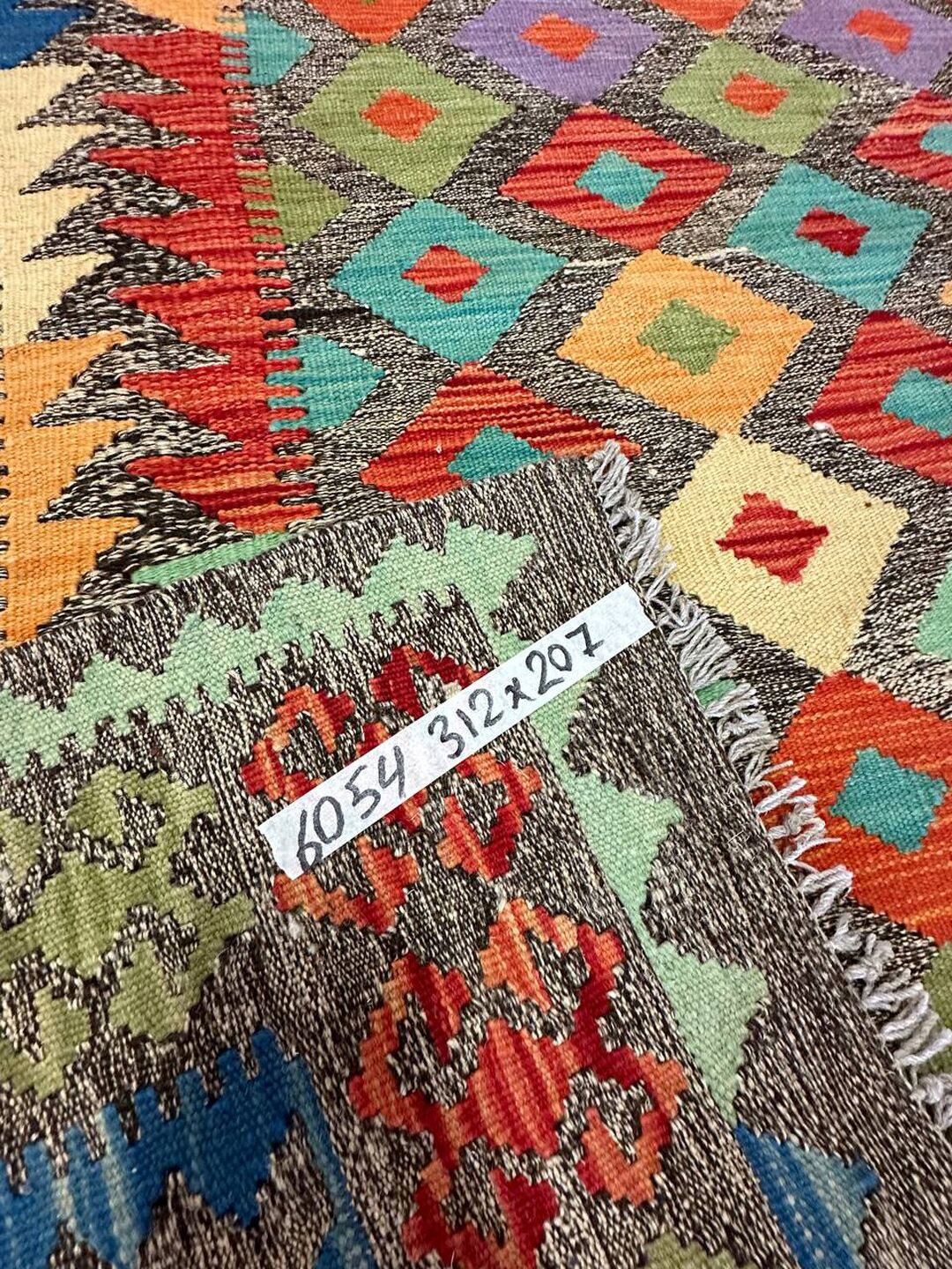 3.12 x 2.07 M Boho Maymana Afghan Kilim Rug - Image 10