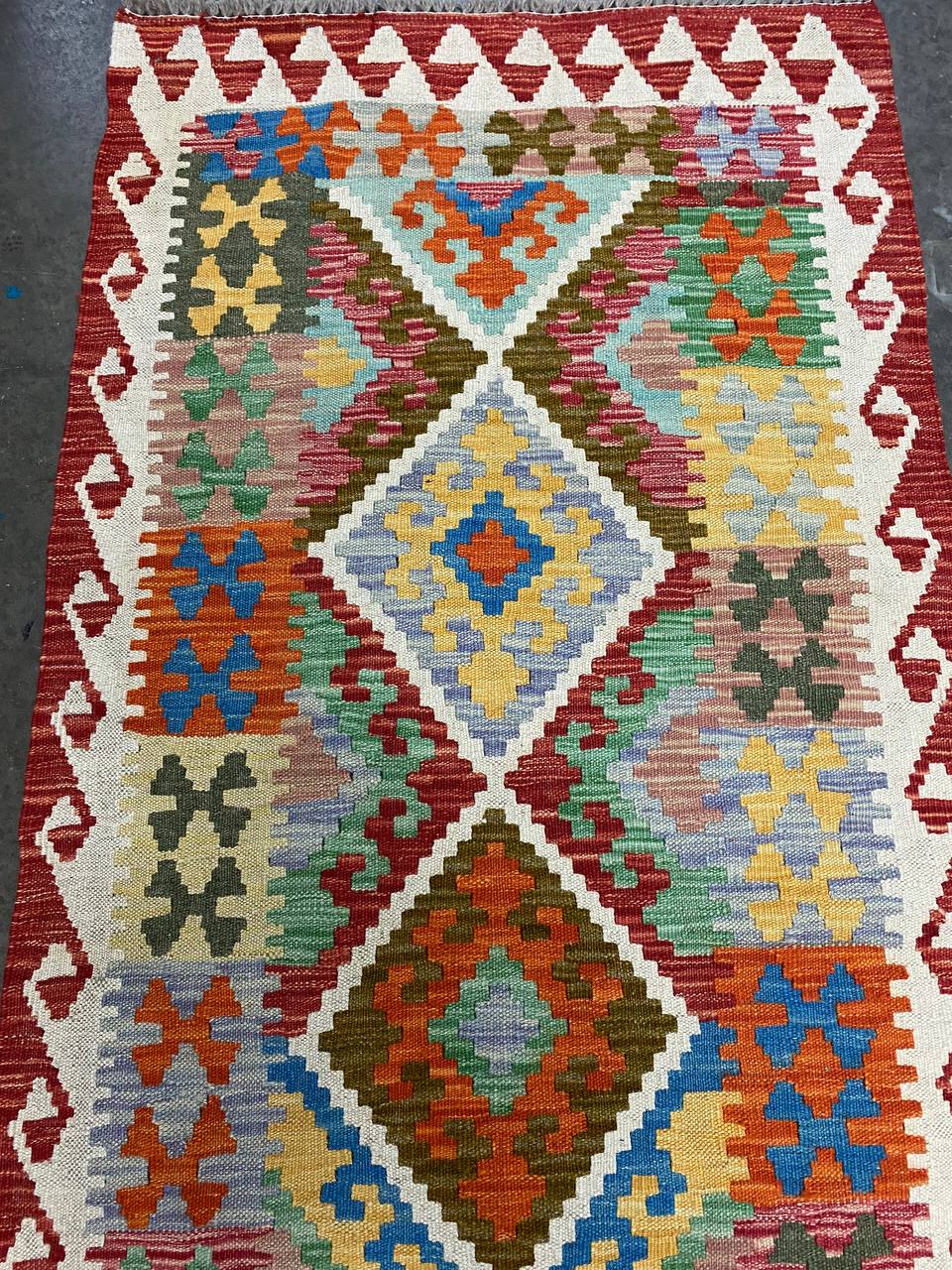 3 x 0.8 M Boho Maymana Afghan Kilim Runner - Image 5
