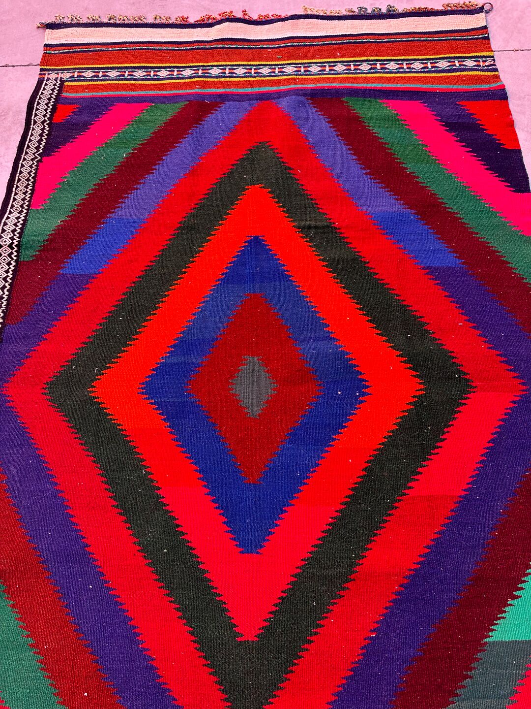 Antique 3.3x1.5 M Boho Maymana Afghan Kilim