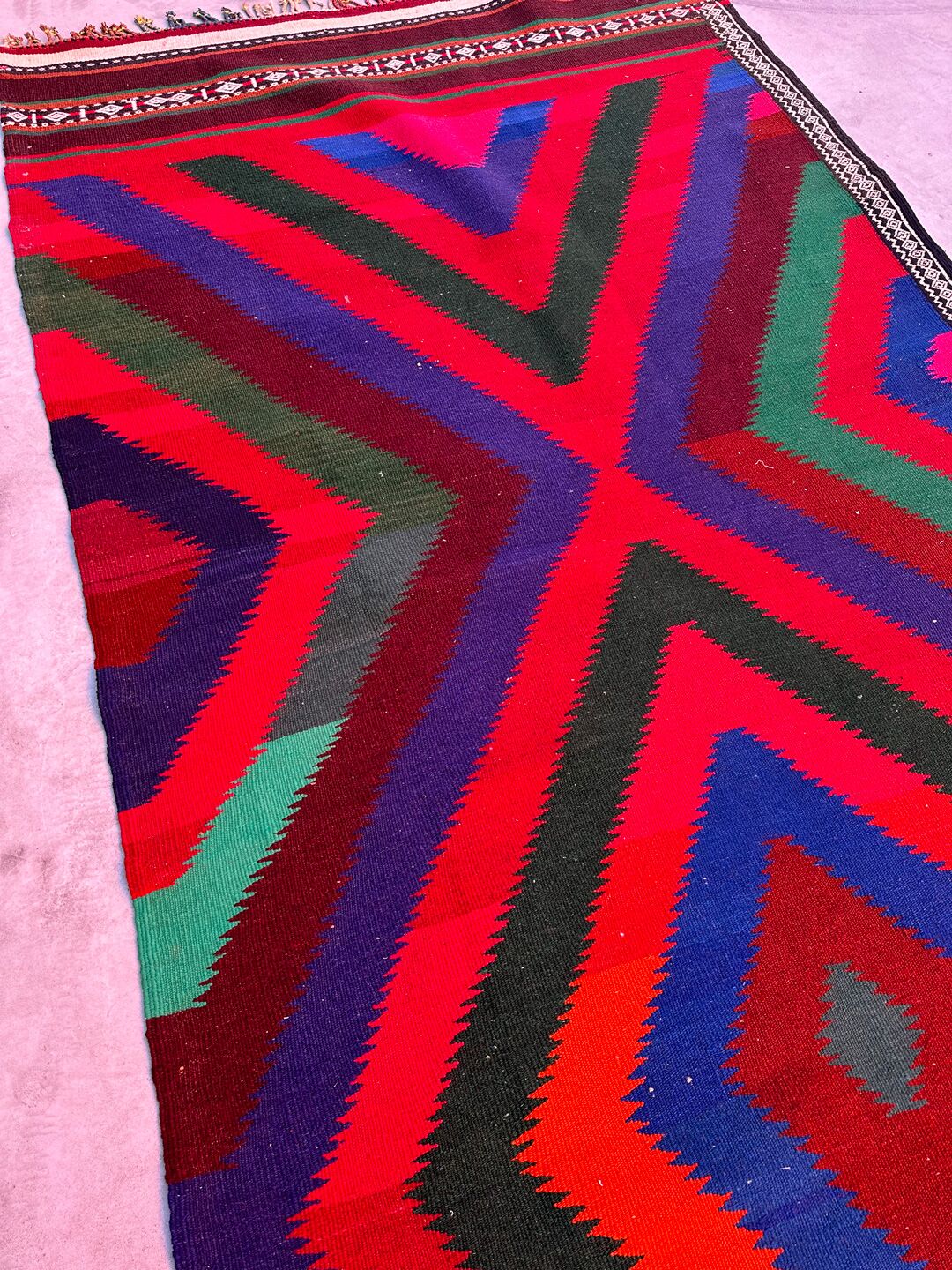 Antique 3.3x1.5 M Boho Maymana Afghan Kilim - Image 6
